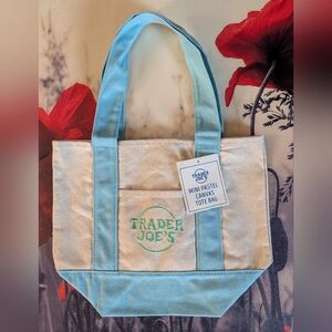 Trader Joes Mini Tote Bag - Baby Blue